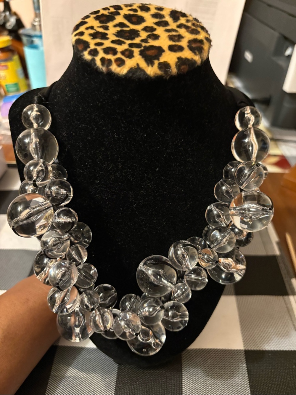 Clear Crystal Bubble Bead Necklace - Women Jewelry
